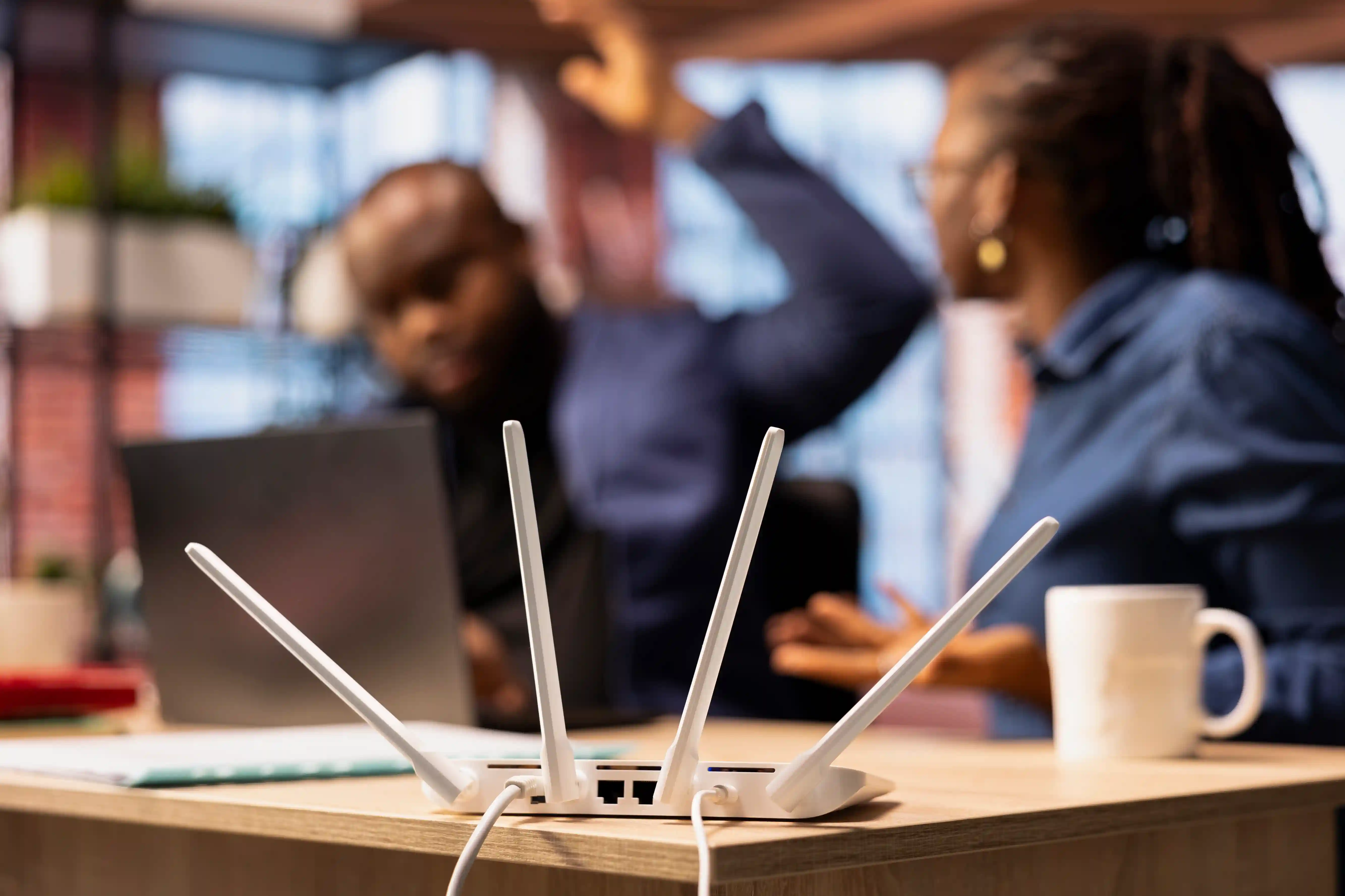 Technical desk reviewing a router configuration in the Nairobi office
