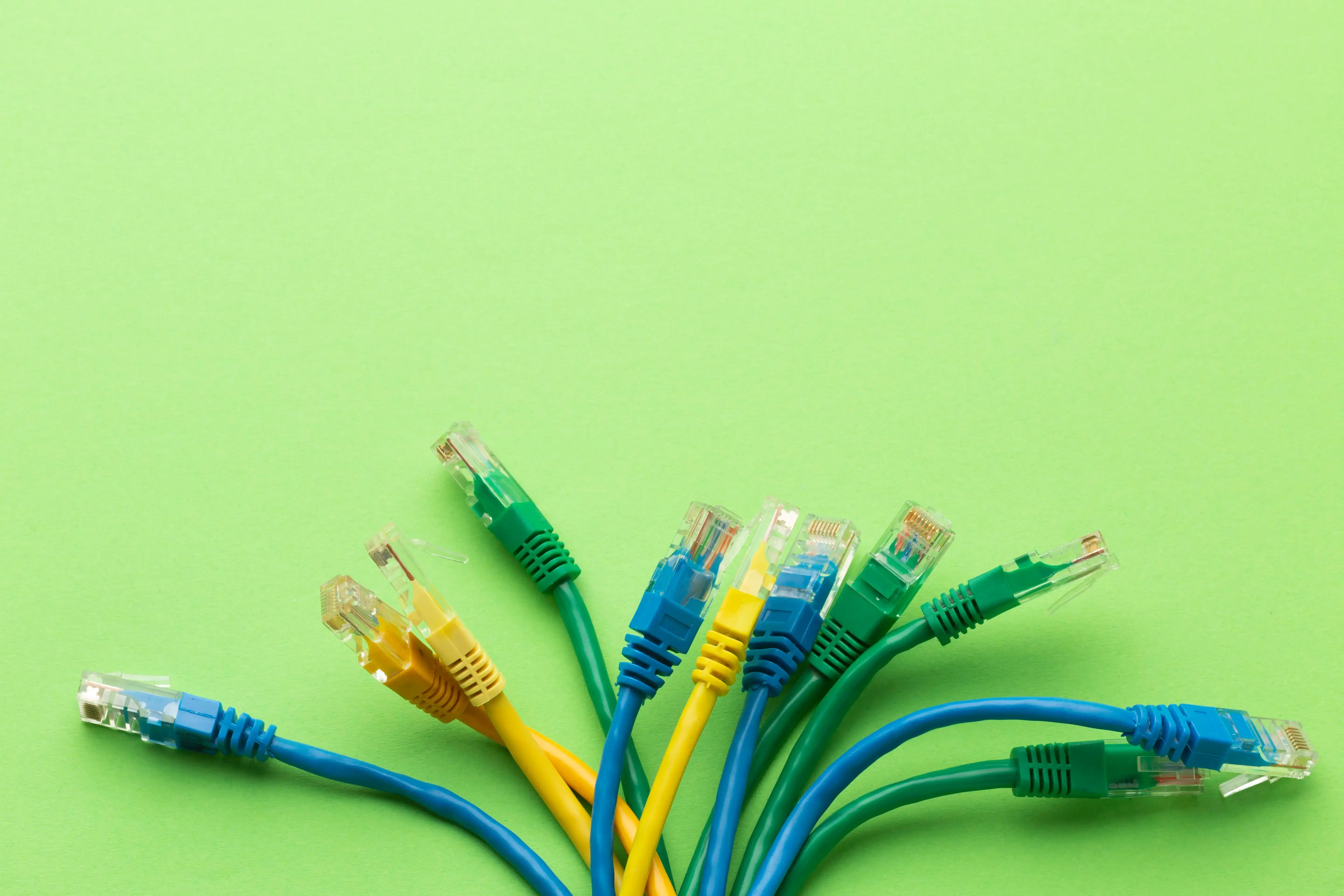 Bundle of coloured CAT6 patch cables